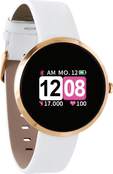 XLYNE X-WATCH SIONA COLOR FIT (54035) Smartwatch Metall, Echtleder, 234 mm, Gehäuse: Rosé Gold/Armband: Polar white