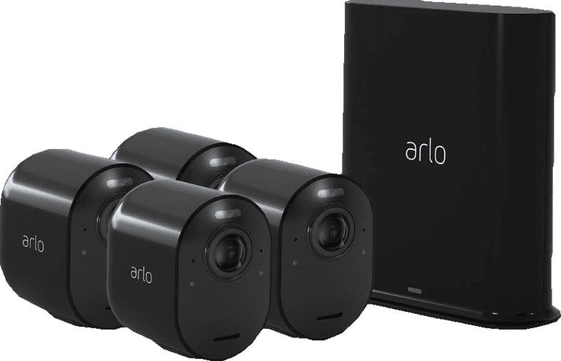 ARLO Ultra Black, 4er Set: 4x Kamera + 1x SmartHub, 4K UHD, Kabellos (MSD Exclusiv) Überwachungssystem, Auflösung Foto: 3840 x 2160, Auflösung Video: 4K-HDR, Schwarz