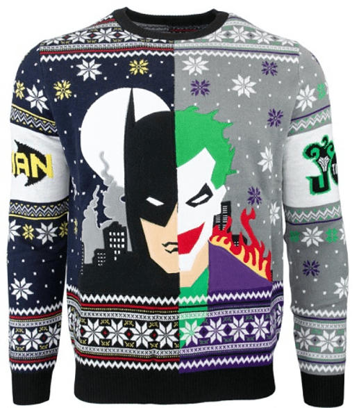 NUMSKULL BATMAN VS JOKER CHRISTMAS JUMPER / SWEATER M Strickpullover, Mehrfarbig