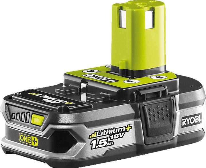 RYOBI RB18L15 ONE+ Akku 18 V/1,5 Ah Lithium-Ionen-Akku, Grün/Schwarz