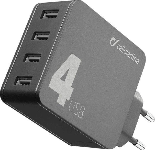 CELLULAR LINE Multipower 4, Quattro USB 42W Ladegerät, Schwarz