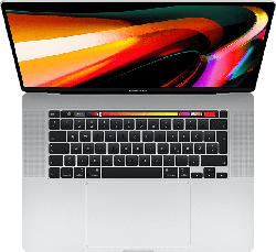APPLE MVVL2D/A-167111 MacBook Pro - deutsche Tastatur, Notebook mit 16 Zoll Display, Core i7 Prozessor, 16 GB RAM, 4 TB SSD, AMD Radeon Pro 5500M, Silber