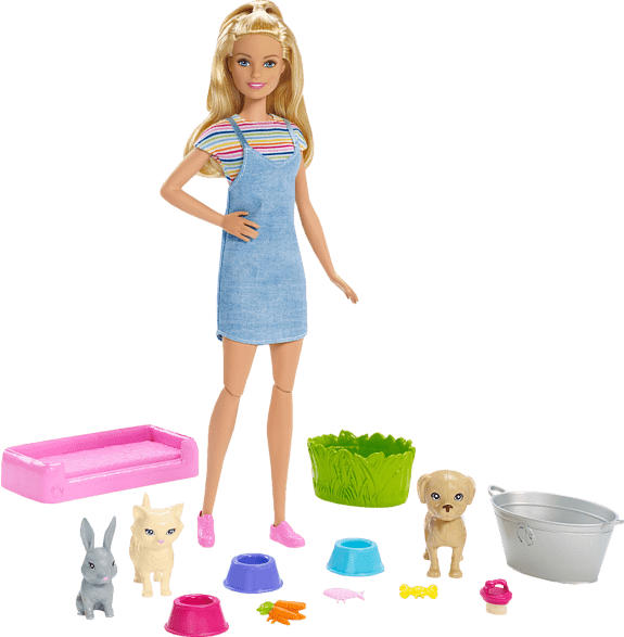 BARBIE Badespaß Tiere & Puppe (blond) Puppenspielset, Mehrfarbig