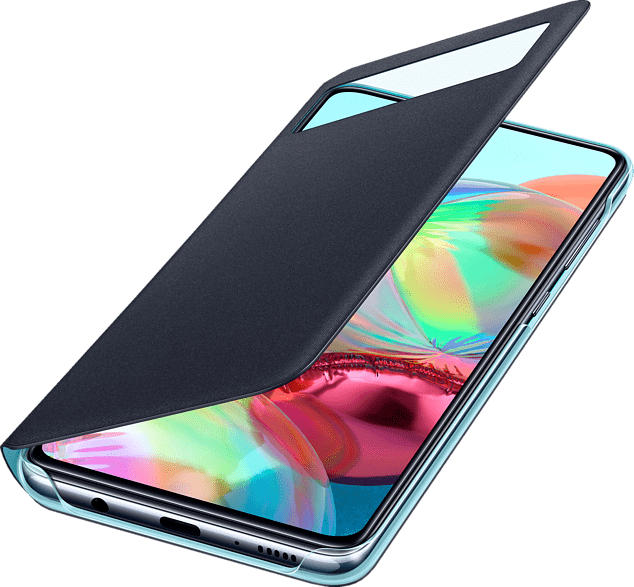 SAMSUNG EF-EA715 , Bookcover, Samsung, Galaxy A71, Polyurethan, Polycarbonat, Schwarz