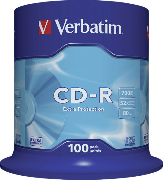 VERBATIM 1x100 Data Life CD-R 80 700MB, 52x Speed, Spindel CD-Rohlinge