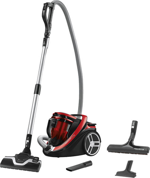 ROWENTA RO7649 Silence Force Cyclonic Home & Car, Bodenstaubsauger, Staubsauger, 550 Watt, Rot/Schwarz