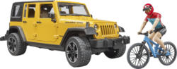 BRUDER Jeep Wrangler Rubicon Unlimited mit Mtb Spielzeugauto, Gelb