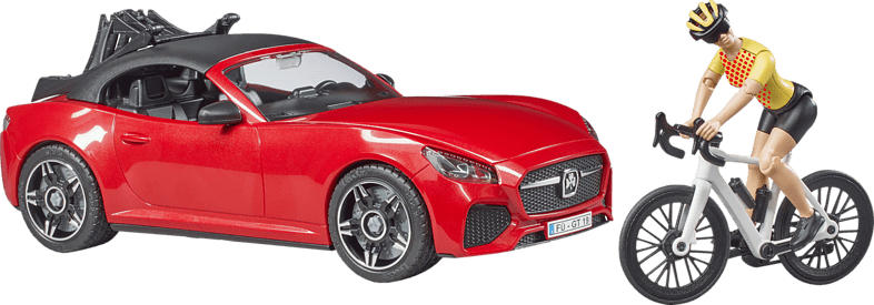 BRUDER BRUDER Roadster mit Rennrad u. Radfahrer Spielzeugset, Rot
