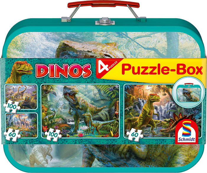 SCHMIDT SPIELE (UE) Box im Metallkoffer 2x60 und 2x100 Teile Puzzle, Mehrfarbig