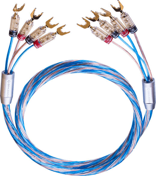 2 x 2 m Lautsprecherkabel-Set Bi-Wiring versilbert 2x2,5/2x4,0 mm² mit Banana-Verbinder Oehlbach Bi Tech 4B 200 blau/Kupfer 