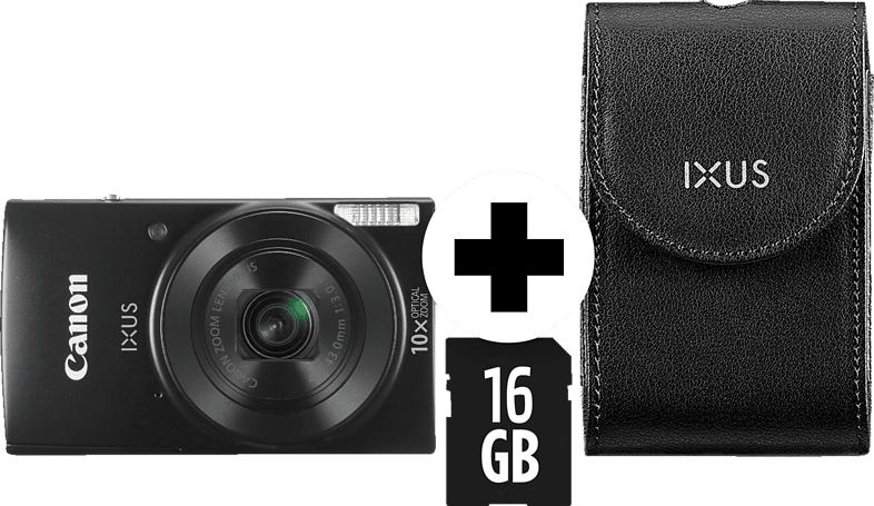 CANON IXUS 190 Kit Digitalkamera Schwarz, 20.0 Megapixel, 10fach opt. Zoom, LCD (TFT), WLAN