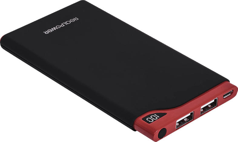 REALPOWER PB-6000S Mobiles Ladegerät/Externer Akku 6000 mAh Schwarz/Rot