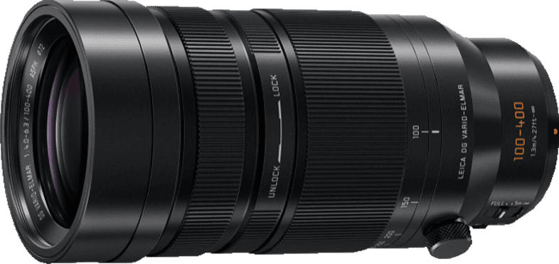 PANASONIC H-RS 100 mm-400 mm f./4-6.3 OIS, ASPH (Objektiv für Micro-Four-Thirds, Schwarz)