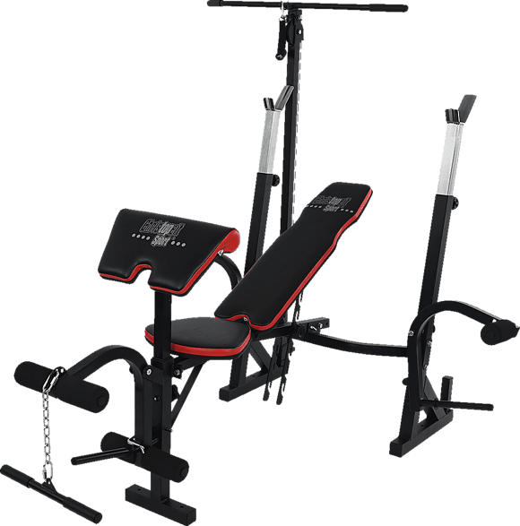 CHRISTOPEIT Power XL Hantelbank, Schwarz/Rot