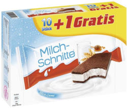 kinder Pingui 8 x 30 = 240 g oder Milch-Schnitte 10 + 1 x 28 g = 308 g, jede Packung