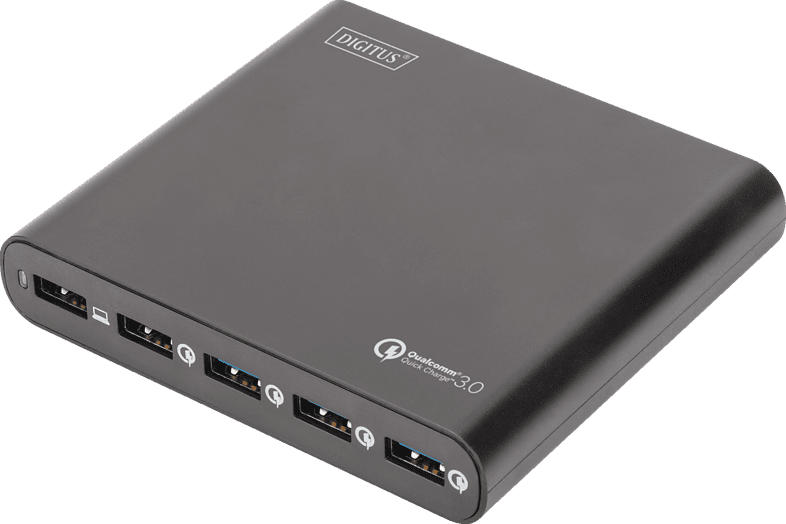 DIGITUS Reise Ladestation, 40W, 2x USB A, USB C, Quick Charge 3.0, EU/US/UK Ladestation
