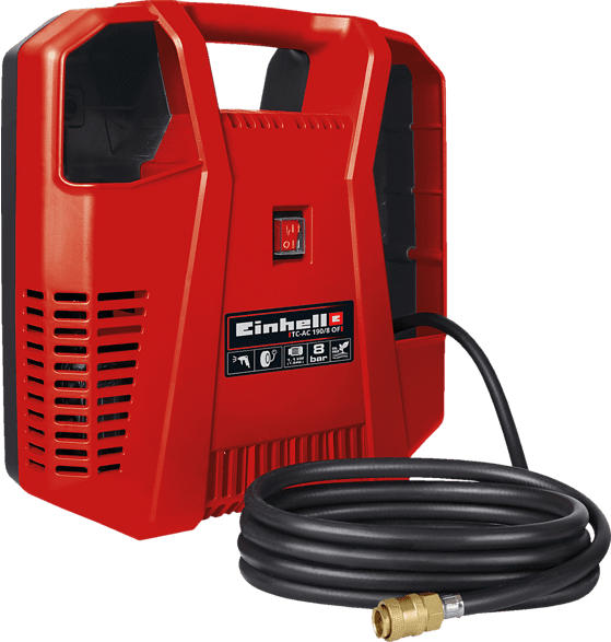 EINHELL TC-AC 190/8 OF Set Kompressoren-Set, Schwarz/Rot