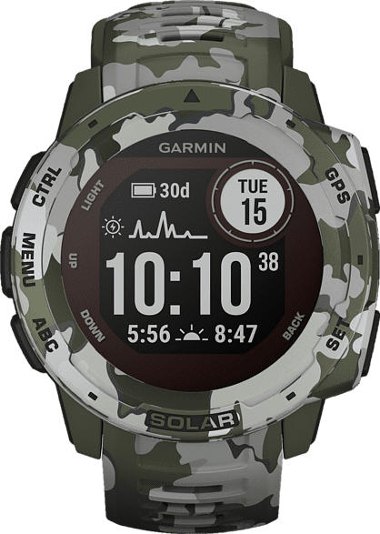 GARMIN Instinct Solar Smartwatch Faserverstärktes Polymer, Silikon, 132 - 224 mm (45 x 45 x 15.3 mm), Grün Camo