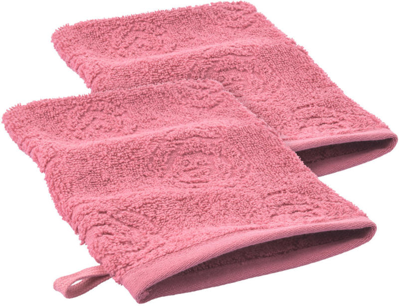 2 Waschhandschuhe mit Rosen-Muster (Nur online)