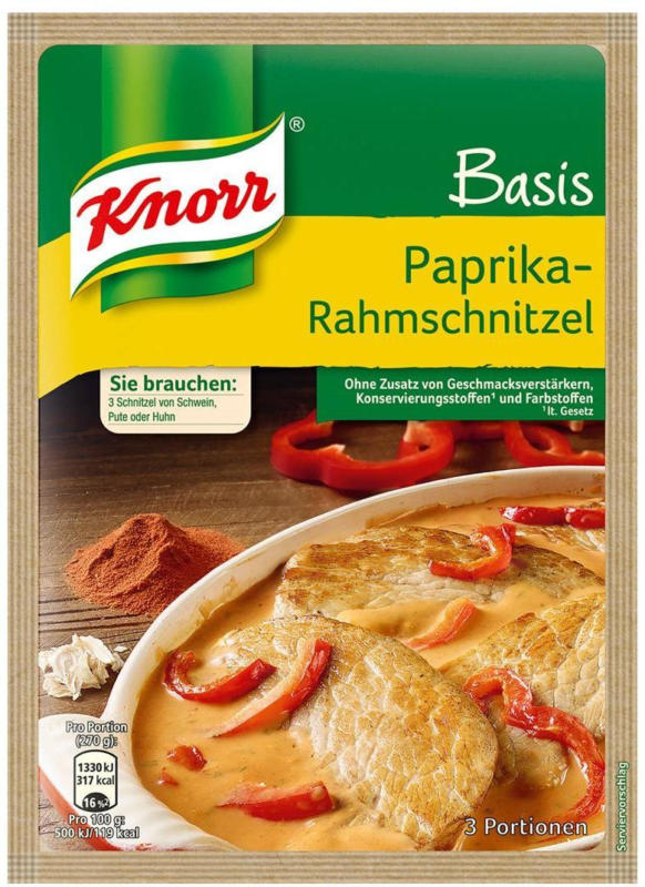 Knorr Basis für Paprika-Rahmschnitzel
