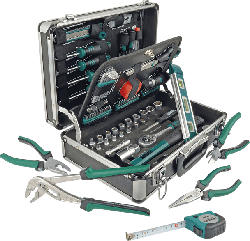MANNESMANN 29067 Alu-Werkzeugkoffer 90-teilig Handwerkzeug, Grün/Schwarz