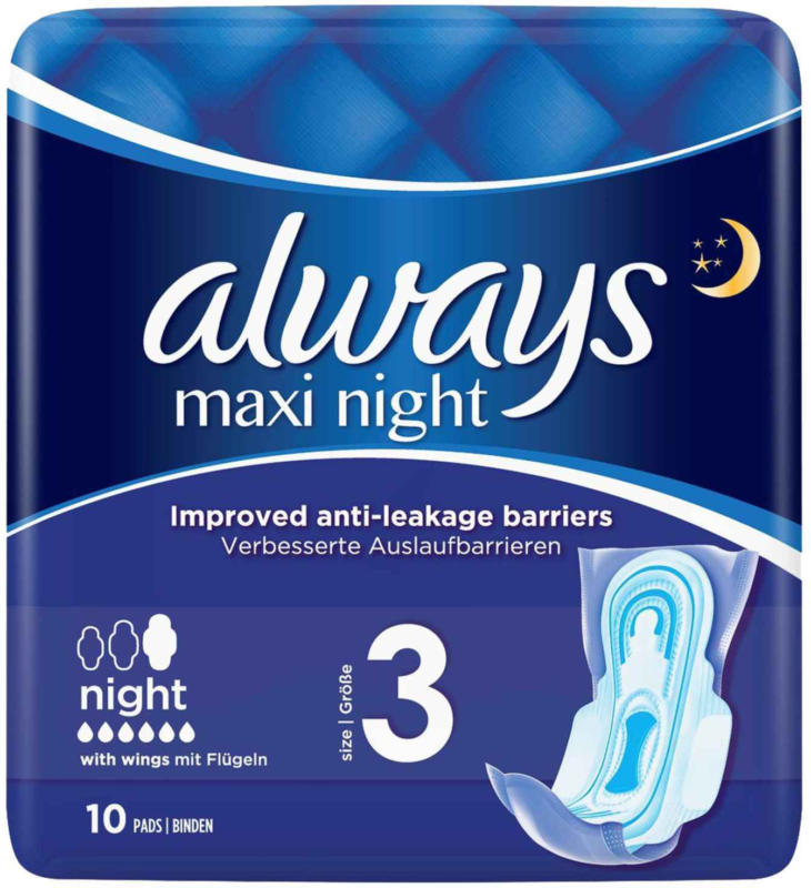 Always Binden Maxi Night mit Flügeln 10 Stück -
