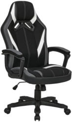 Gamingstuhl in Lederlook, Mikrofaser Grau, Schwarz, Weiß