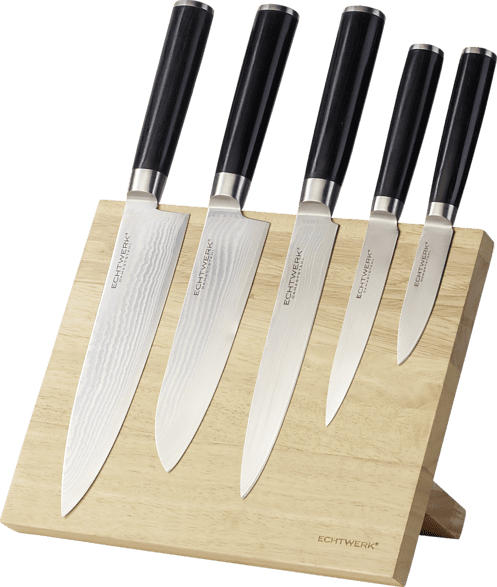 ECHTWERK EW-DM-0322-1 Damaszener Messer-Set 5-tlg.+ Magnet-Block