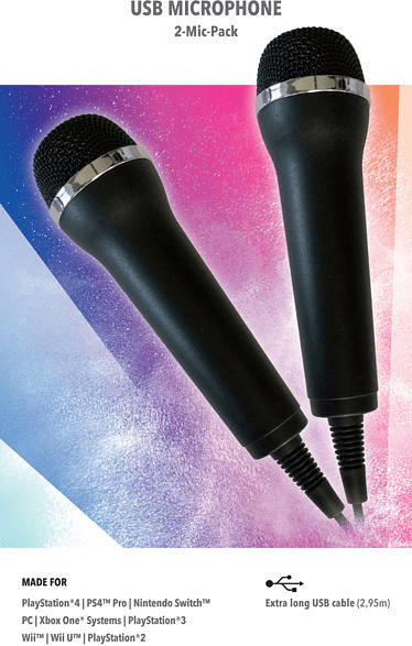 DEEP SILVER Mikrofon für Karaoke Games (Lets Sing, Voice of Germany, SingStar etc.) für PlayStation, Nintendo, XBOX One , USB Mikrofone , Schwarz