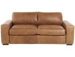 Banquette-lit CLOE cuir véritable brun 204x96x80cm