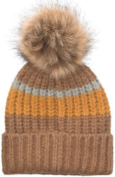 Damen Strickmütze mitt Fellimitat Bommel