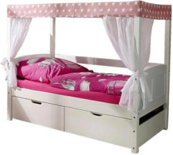 Himmelbett inkl. Matratze 80x160 Lino Mini, Rosa/Weiß