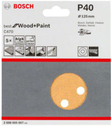 Schleifblatt P40, 125 mm, Holz, 5 Stück