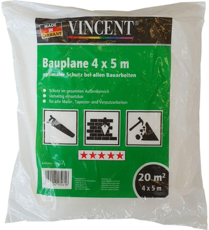 Profi Bauplane 4x5 m, transparent