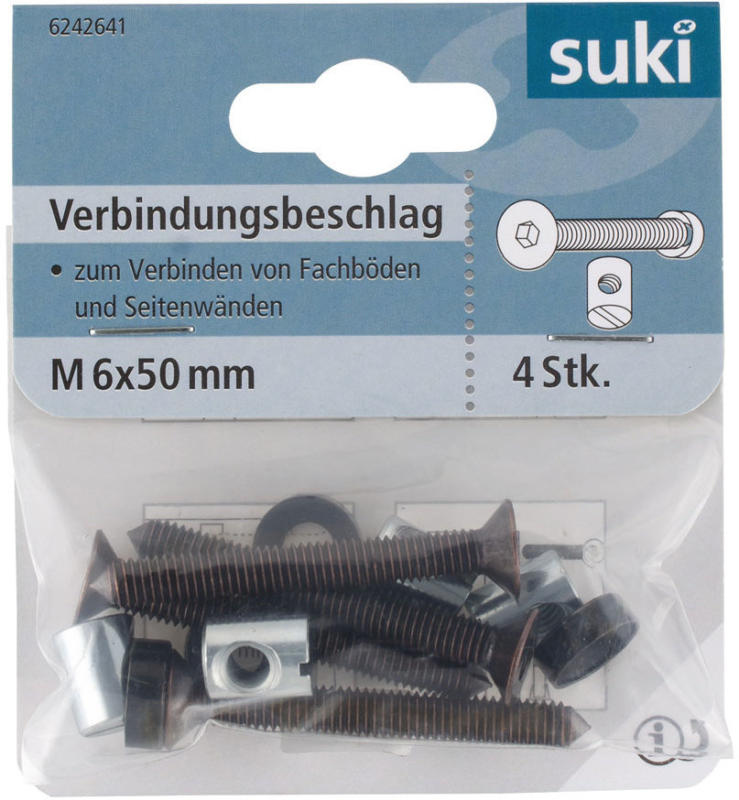 Scharnierbandschraube, Ø6x50mm, brüniert, 4 Stück 6 mm | 50 mm