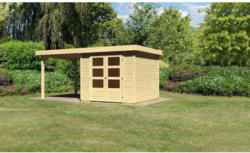 Gartenhaus „Askola“ mit Anbaudach 225 cm, naturbelassen, 238x242x211 cm 238x242x211 cm