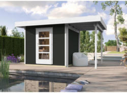 Designhaus „wekaLine 172 A“ mit Anbau 150 cm, 399x284x226 cm, grau 399x284x226 cm | grau