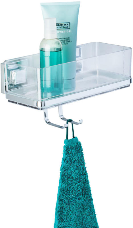 Wandablage „Quadro“, mit Haken, Vacuum-Loc