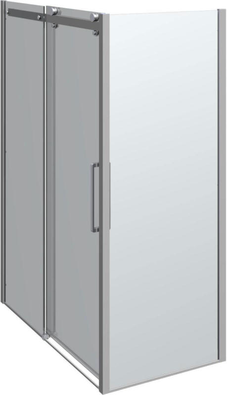 Schiebetür mit Panel „Deluxe“, 140x80, Chrom/Klar 140 cm | 80 cm