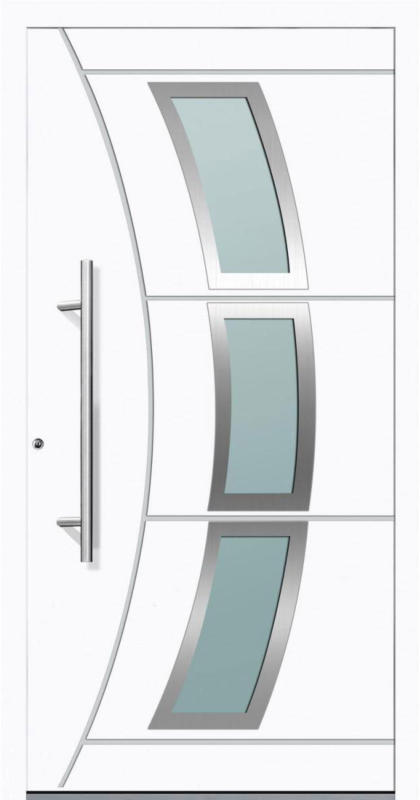 Aluminium Sicherheits-Haustür „Venedig Exklusiv“, 75mm, weiß, 100x210 cm, Anschlag links, RC2-zertifiziert, inkl. Griffset Links