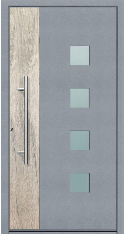 Aluminium Sicherheits-Haustür „Messina Superior“, 60mm, grau, 110x210 cm, Anschlag links, RC2-zertifiziert, inkl. Griffset 110 cm | Links