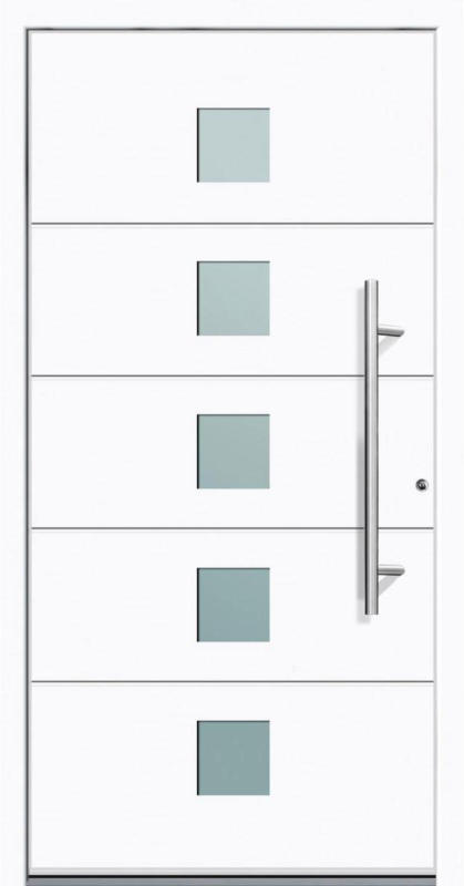 Aluminium Sicherheits-Haustür „Tarent Exklusiv“, 75mm, weiß, 100x210 cm, Anschlag rechts, RC2-zertifiziert, inkl. Griffset 100 cm | rechts