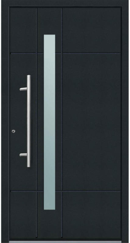 Aluminium Sicherheits-Haustür „Palermo Superior“, 60mm, anthrazit, 100x210 cm, Anschlag links, RC2-zertifiziert, inkl. Griffset Links