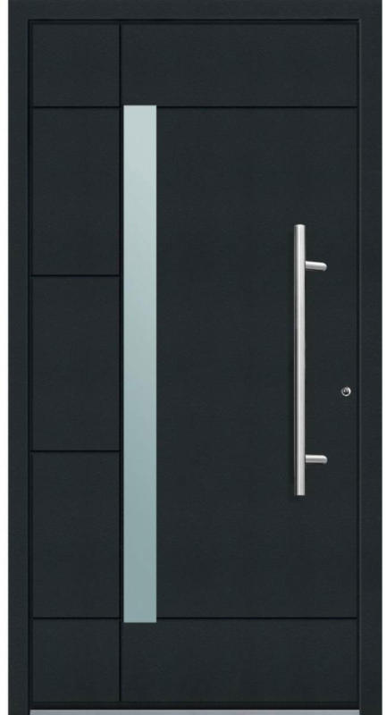 Aluminium Sicherheits-Haustür „Vicenza Superior“, 60mm, anthrazit, 100x210 cm, Anschlag rechts, RC2-zertifiziert, inkl. Griffset rechts