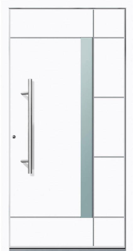 Aluminium Sicherheits-Haustür „Vicenza Superior“, 60mm, weiß, 100x210 cm, Anschlag links, RC2-zertifiziert, inkl. Griffset Links