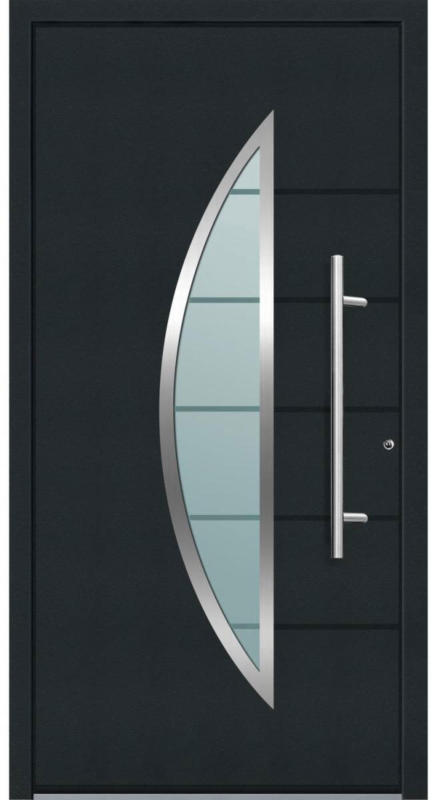 Aluminium Sicherheits-Haustür „Sassari Superior“, 60mm, anthrazit, 100x210 cm, Anschlag rechts, RC2-zertifiziert, inkl. Griffset rechts