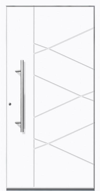 Aluminium Sicherheits-Haustür „Foggia Superior“, 60mm, weiß, 100x210 cm, Anschlag links, RC2-zertifiziert, inkl. Griffset Links