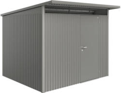 Gerätehaus „AvantGarde“, A6, quarzgrau metallic, mit Standardtuer 260x260x218 cm | Standardtür