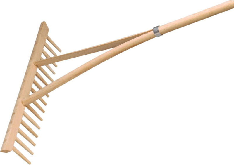 Heurechen 15 Zinken, Holz, mit Stiel