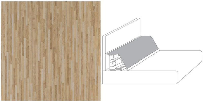 Wandanschlussprofil Compact „feinstab butcherblock hell“, 590x27x35mm